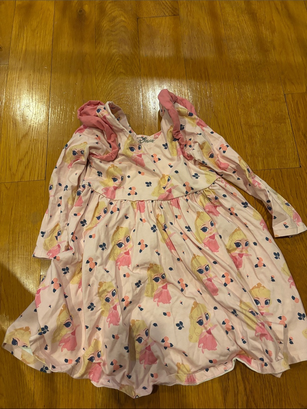 Monica + Andy Pink Disney Aurora Print Long-Sleeve Ruffle Dress - SleepingBeauty